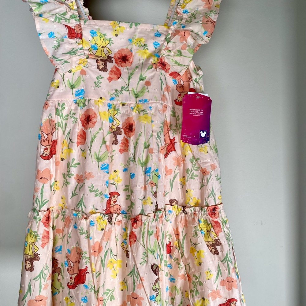 Disney Princess Pale Pink Floral Kids Dress with Flutter Sleeves